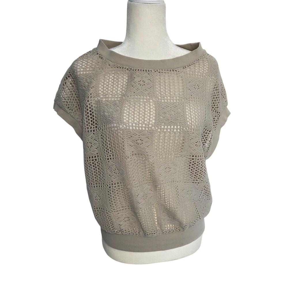 Daytrip Taupe Crochet Top Women's Size M